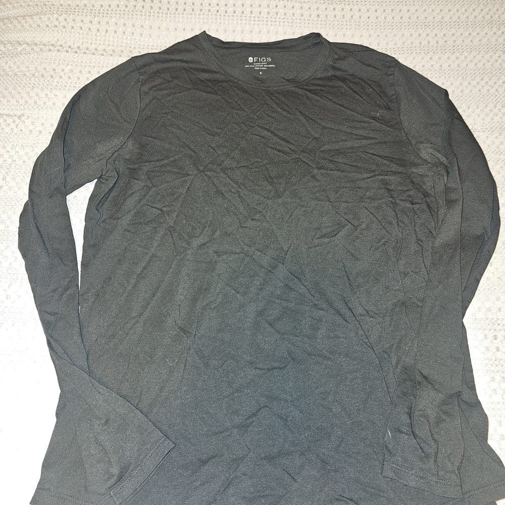 Figs Men's Long Sleeve Crew Neck Shirt - Charcoal Black